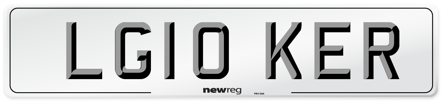 LG10 KER Number Plate from New Reg